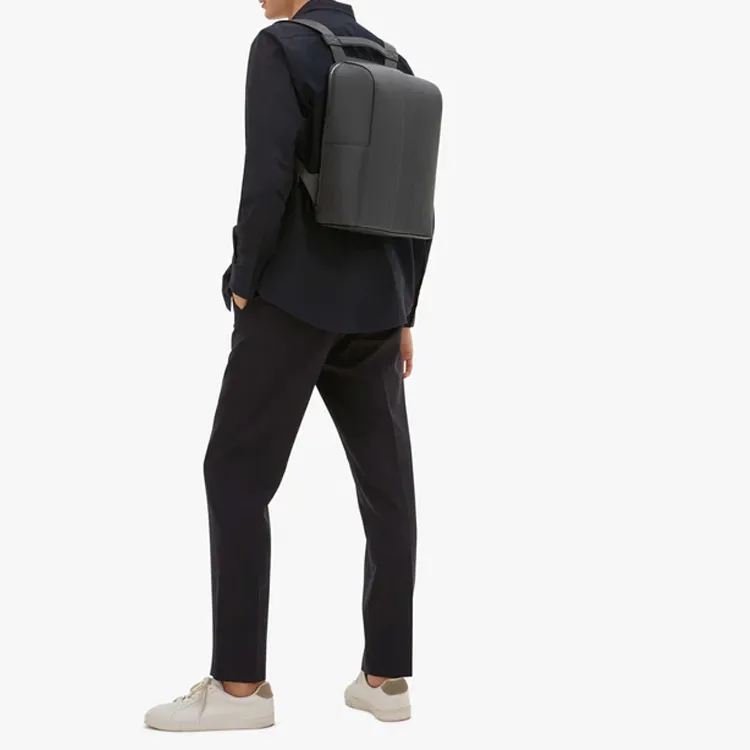 Valextra V - Line Millepunte Calfskin Handbag Backpack Men's Black-2