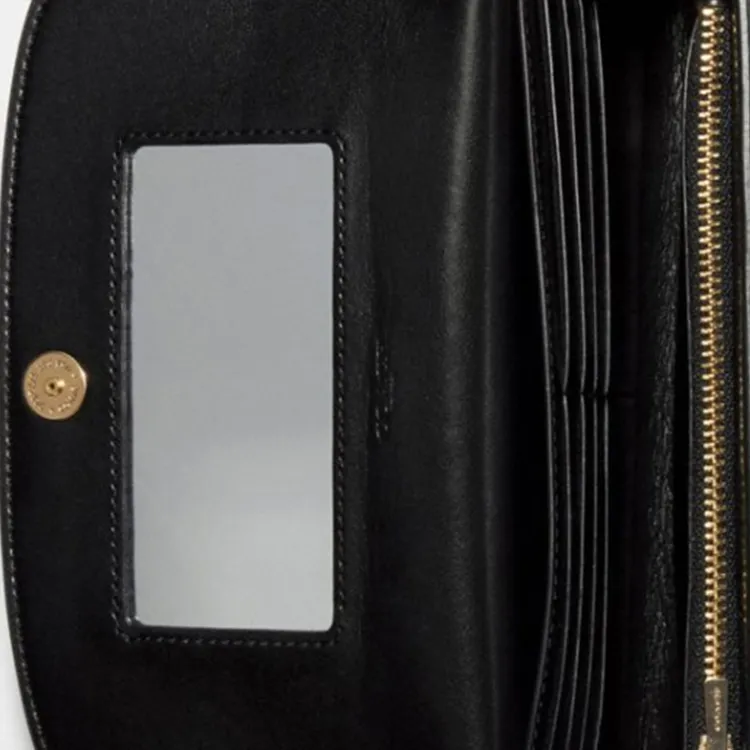 COACH Gemma Cross-Stitch Leather Portable One Shoulder Shoulder Bag Crossbody Bag Small Size Women's Dark Brown & Black-4