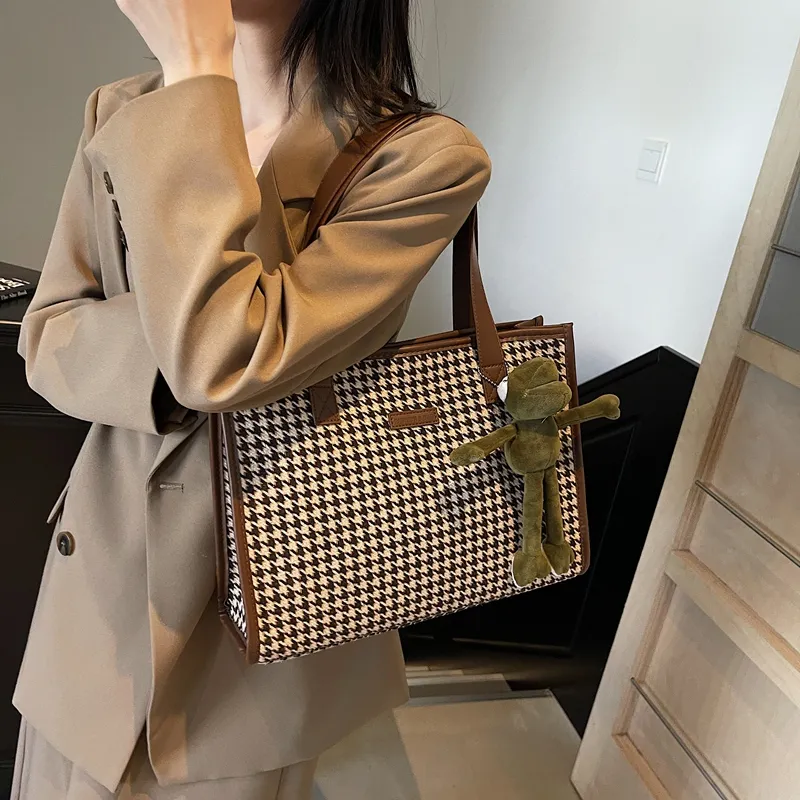 Fitchell PU Tote Bag Shoulder Bag Regular Women's Brown/Black-1