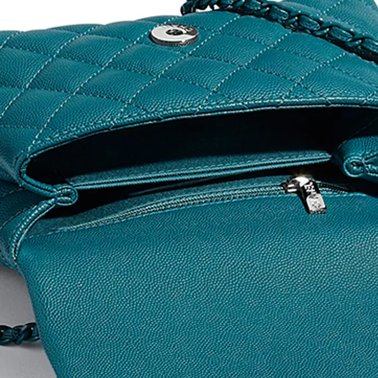 CHANEL Grain Calfskin And Metal Paint Handbag Mini Women's Turquoises-4