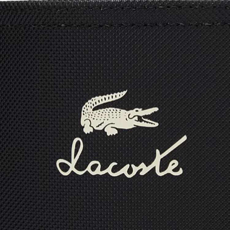 LACOSTE PVC Tote Bag Shopping Bag Handbag Large Size Women's Black & Ecru-5