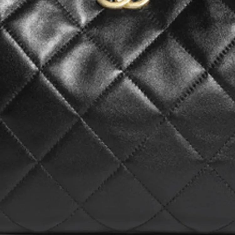 CHANEL 22SS Sheepskin Tote Bag, Shopping Bag, Hobo Bag, Hippie Bag, Shoulder Bag Women's Black-2