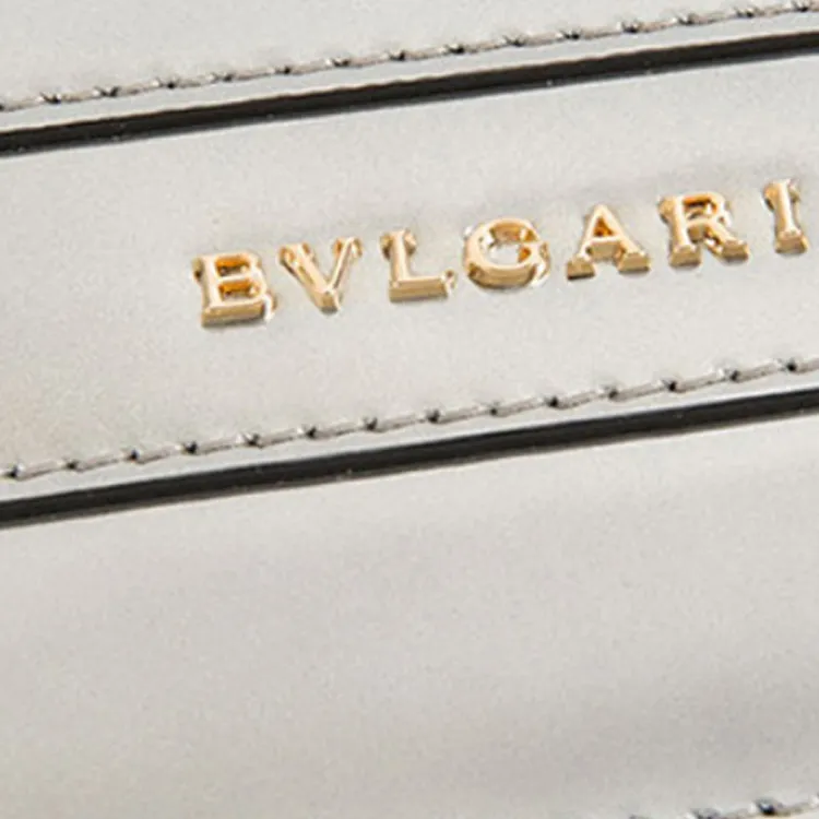 BVLGARI Cow Leather Crossbody Handbag Shoulder Bag Regular Women's Silver-5