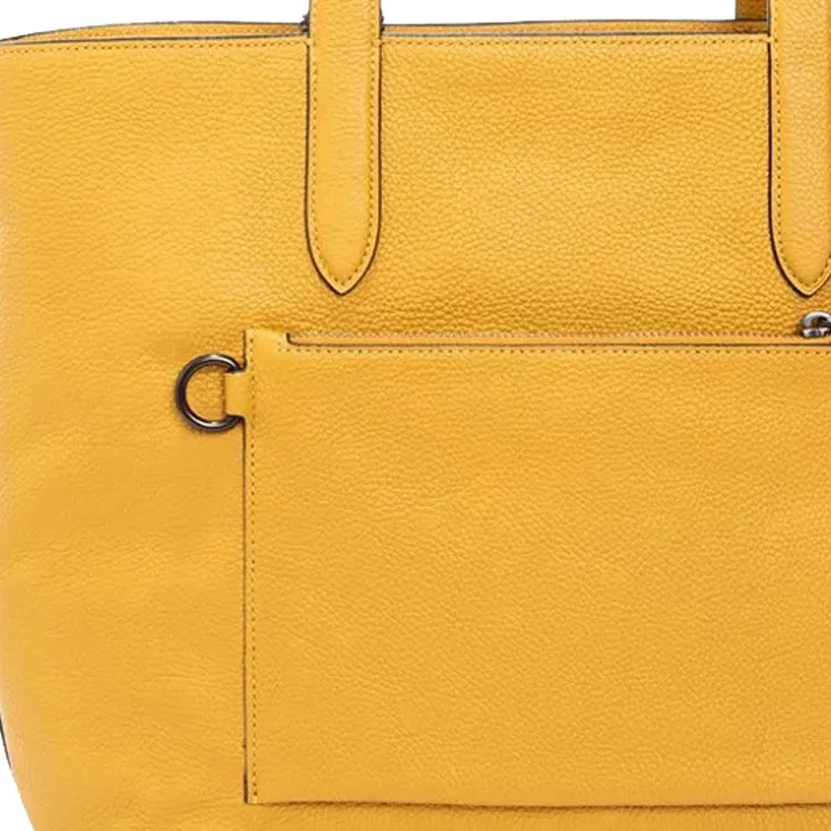 COACH Metropolitan Leather Crossbody Bag One Shoulder Computer Tote Handbag Large Size Women's Light Yellow-2