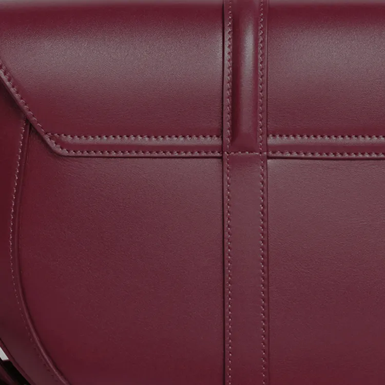 CELINE 16 Cow Leather Shoulder Bag Women's Burgundy Red-4