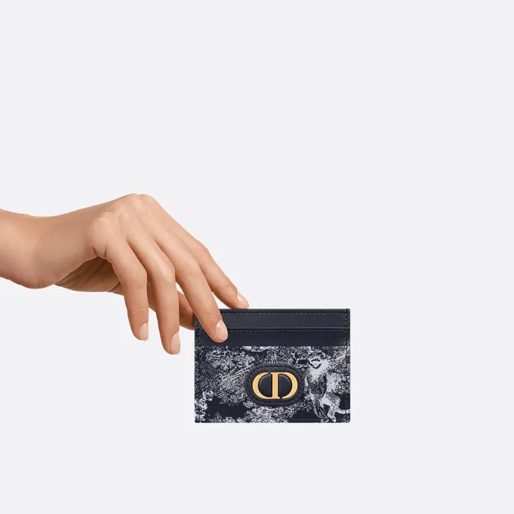DIOR 30 Montaigne Jacquard Card Holder Women's Blue-4