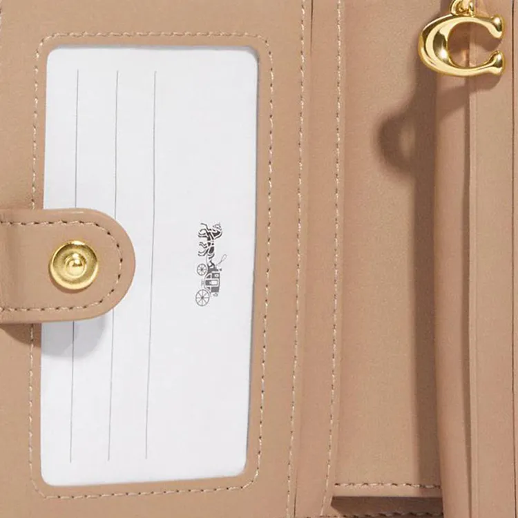 COACH Snap Wallet Refined Pebble Leather Card Holder Wallet Women's Chalk White-3