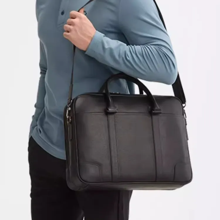 DOSRFINI Cow Leather Handbag Large Size Men's Black-3