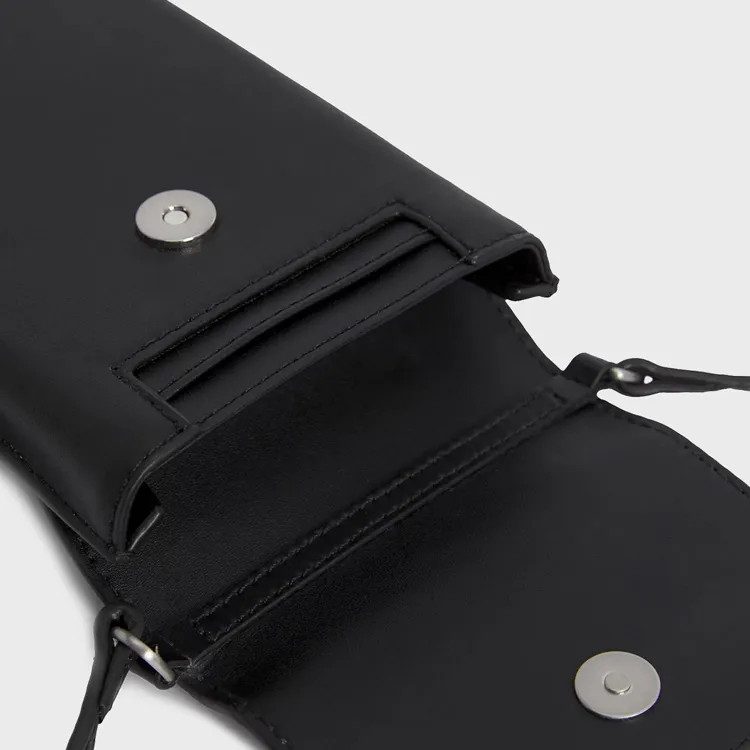 CK/Calvin Klein Recycled Polyester One Shoulder Crossbody Cell Phone Pouch Unisex Black-4