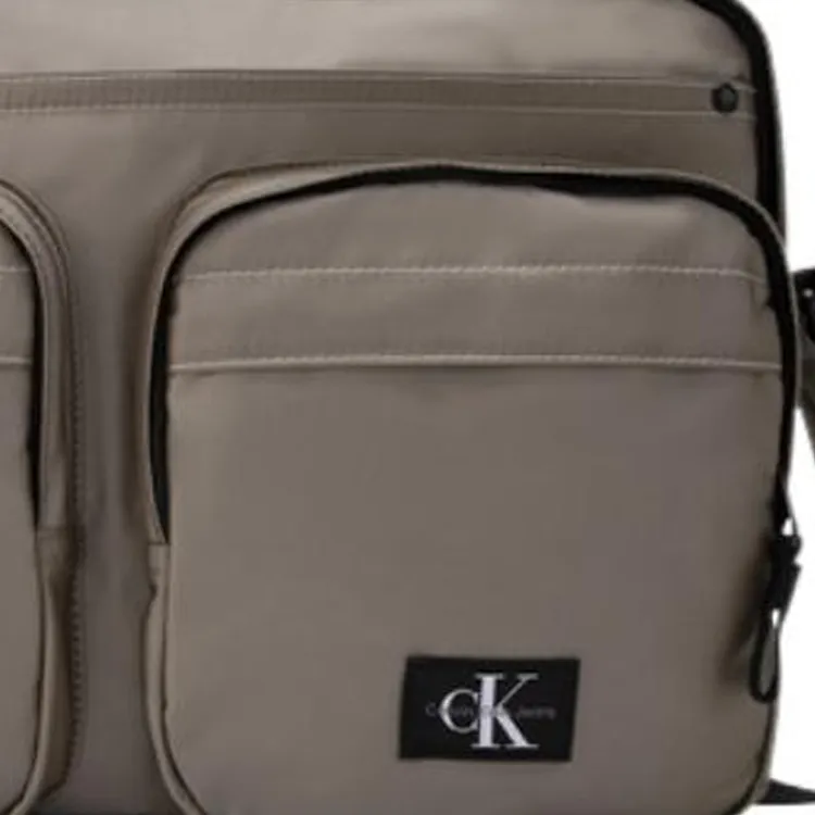 CALVIN KLEIN Fabric Handbag, Shoulder Bag, Crossbody Bag, Travel Bag Men's Gray Coffee-3
