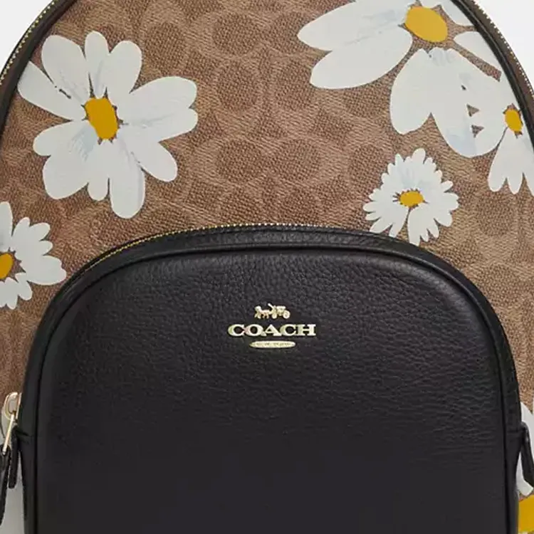 COACH Court Canvas Backpack Large Size Women's Gold & Brown Umber-4