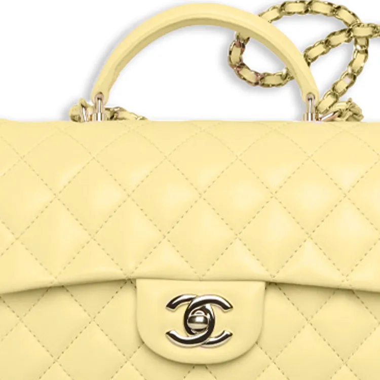 CHANEL Classic Flap CF Sheepskin Shoulder Bag, Crossbody Bag, Handbag Mini Women's Chick Yellow Color-2