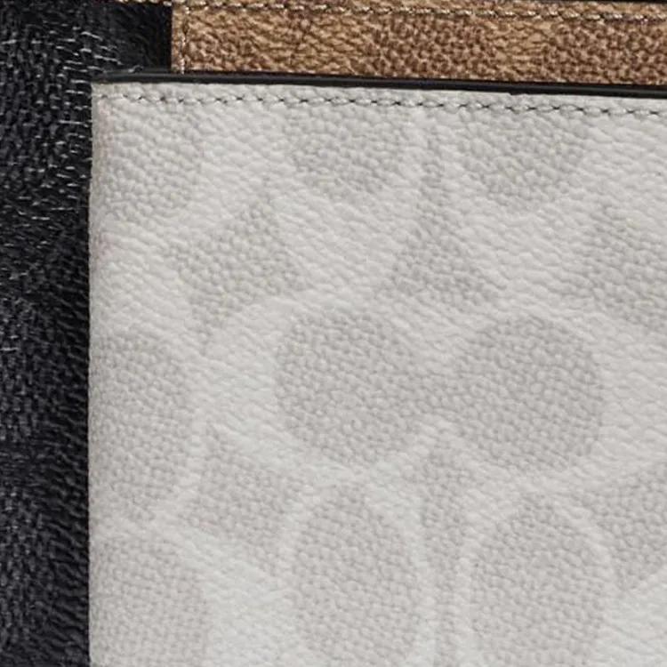 COACH 3 IN 1 Wallet PVC Bifold, Cropped Wallet Cow Leather Men's Khaki-2