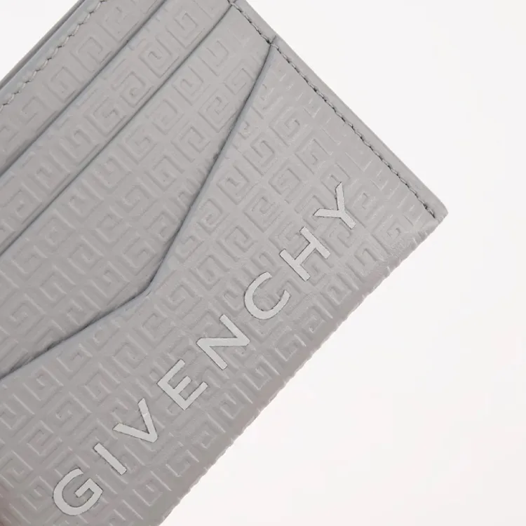 GIVENCHY Cow Leather Card Holder Regular Men's Light Gray-3