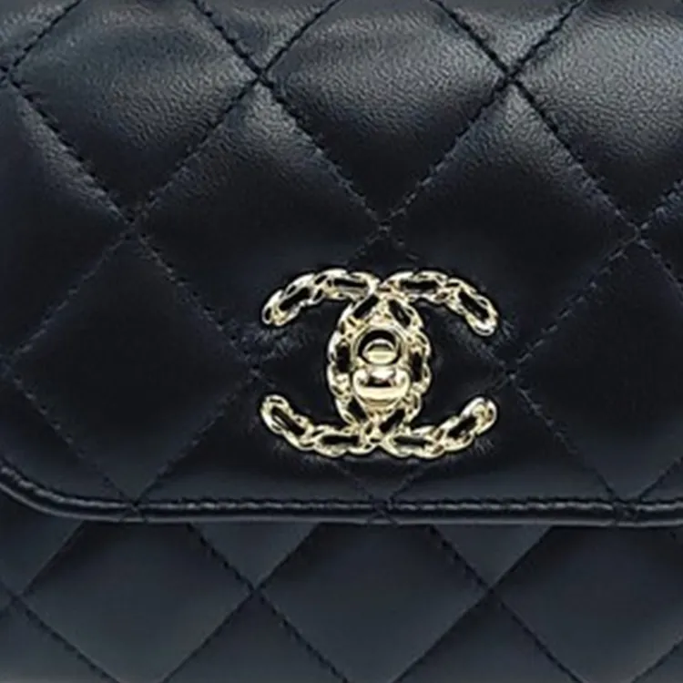 CHANEL Trendy Cc Lambskin Shoulder Bag, Crossbody Bag Mini Women's Black-3