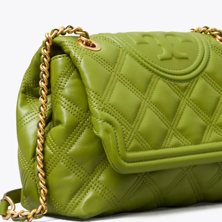 TORY BURCH TB Fleming Sheepskin Crossbody Chain Bag, Shoulder Bag Tubas Women's Verdant Green-4