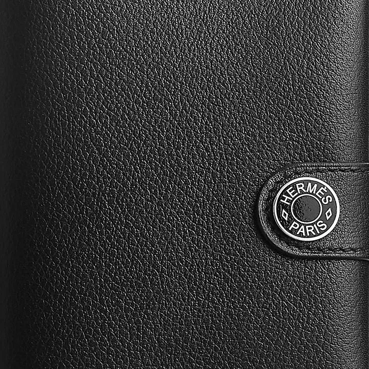 HERMES R.M.S Evergrain Calfskin Passport Holder Men's Noir Black-3