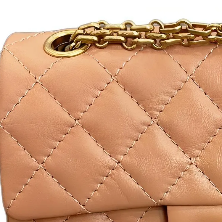 CHANEL 23P Spring And Summer 2.55 Calfskin Portable Crossbody Bag Shoulder Bag Mini Women's Milk Tea Beige-1