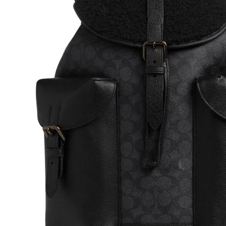 COACH Cow Leather Backpack Large Size Men's Black-4