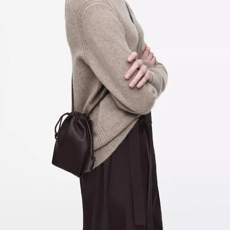 COS Leather Shoulder Bag, Crossbody Bag Trumpets Women's Brown-3