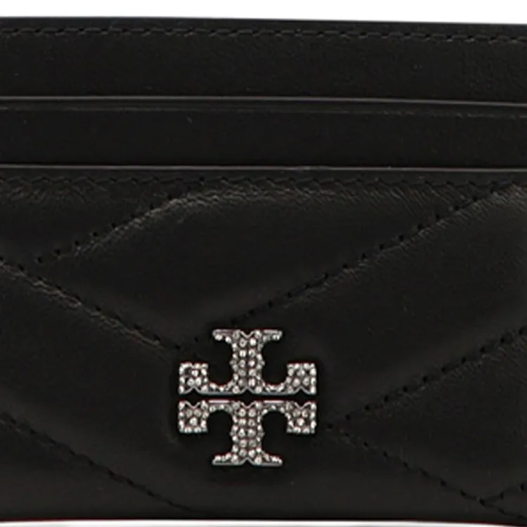 TORY BURCH Kira Herringbone Sheepskin Card Holder Women's Black-5