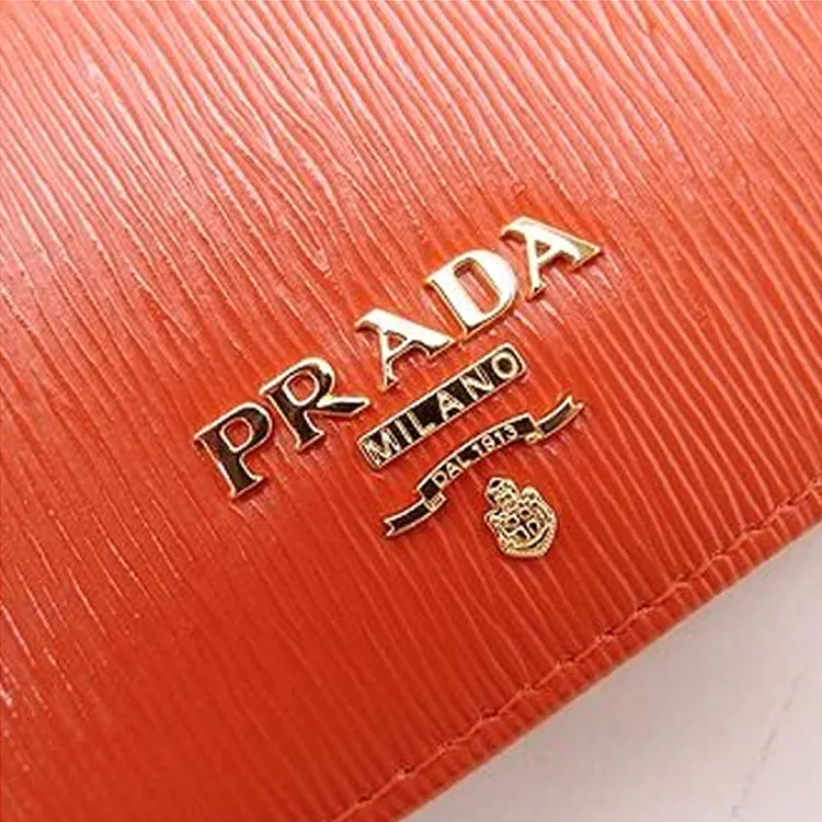 PRADA Cow Leather Wallets Clutches Women's Orange-3