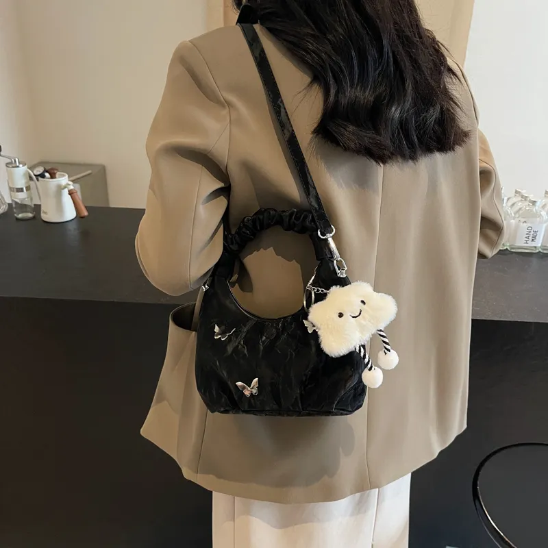 Morellybear PU Shoulder Bag, Crossbody Bag, Handbag Women's Black/Ecru/Yellow/Coffee-1