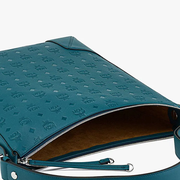 MCM Klara Leather Hobo Shoulder Bag Regular Women's Peacock Blue-4