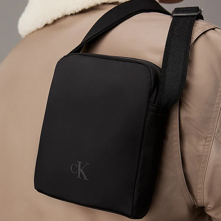 CALVIN KLEIN Recycled Polyester Shoulder Bag, Crossbody Bag Men's Black-3