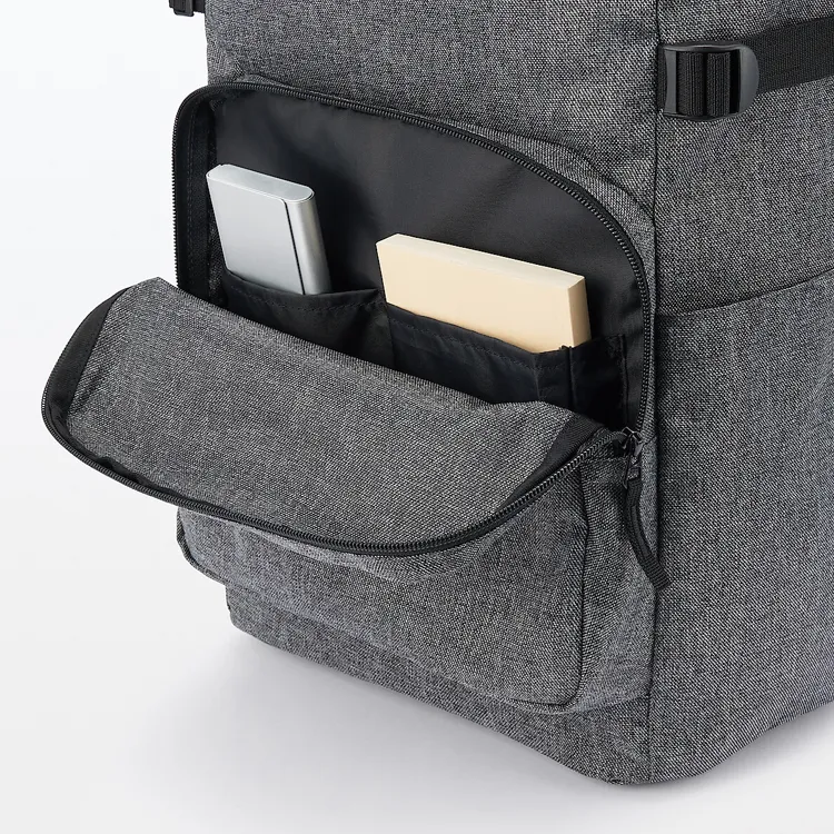 MUJI Polyester Backpack Unisex Gray/Navy Blue-3