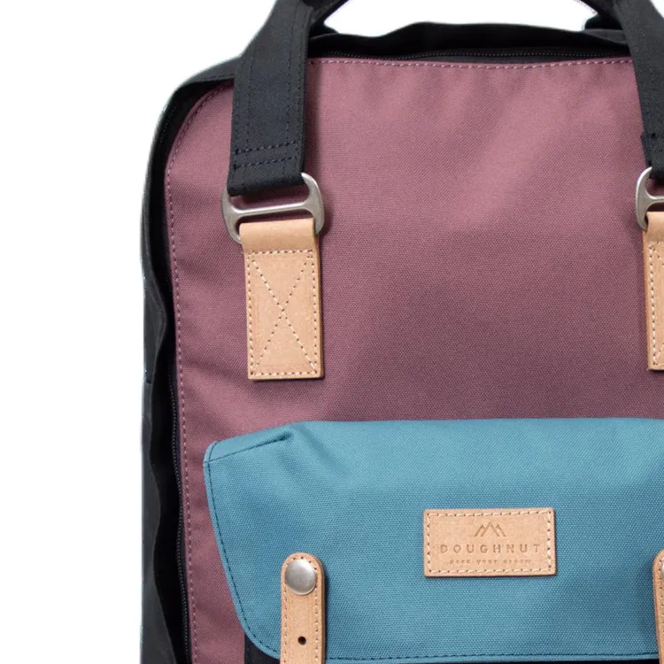 Doughnut Recycled Polyester Backpack Large Size Unisex Plum Plaid Denim Color-4