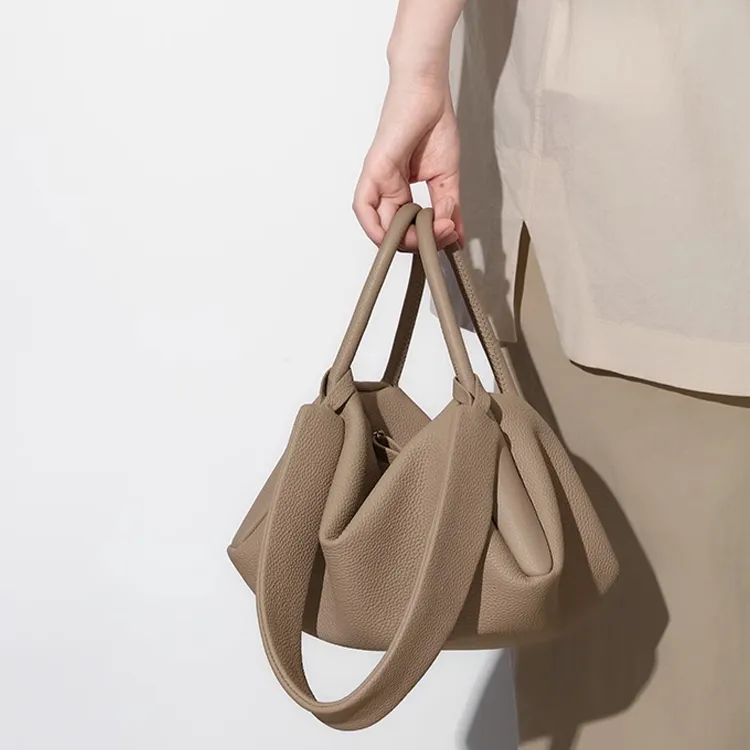 SUREN Cow Leather Shoulder Bag Crossbody Bag Handbag Medium Size Women's Trench Coat White-4