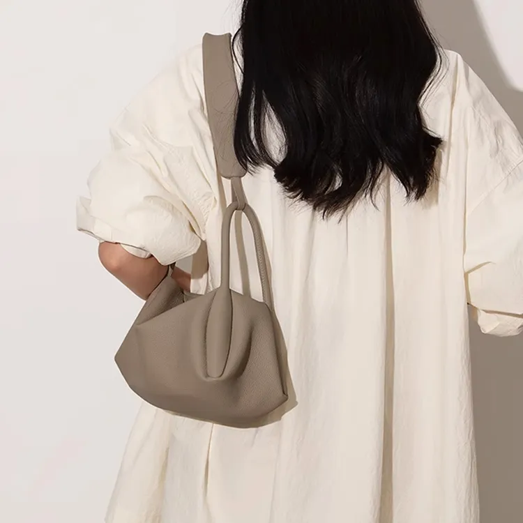 SUREN Cow Leather Shoulder Bag Crossbody Bag Handbag Medium Size Women's Trench Coat White-2