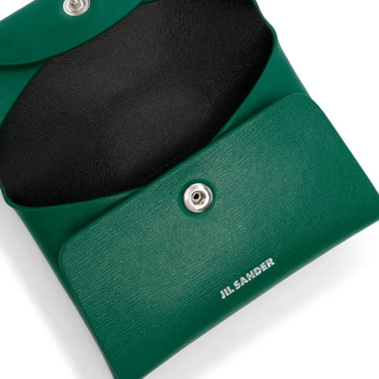 JIL SANDER Leather Coin Purse Women's Green-4