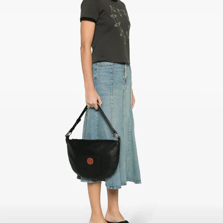 MOSCHINO Cow Leather Handbag Shoulder Bag Women's Black-3