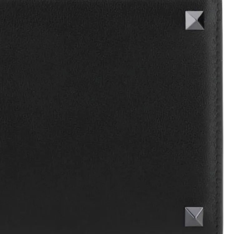 Valentino Calfskin Wallet Regular Men's Black-4