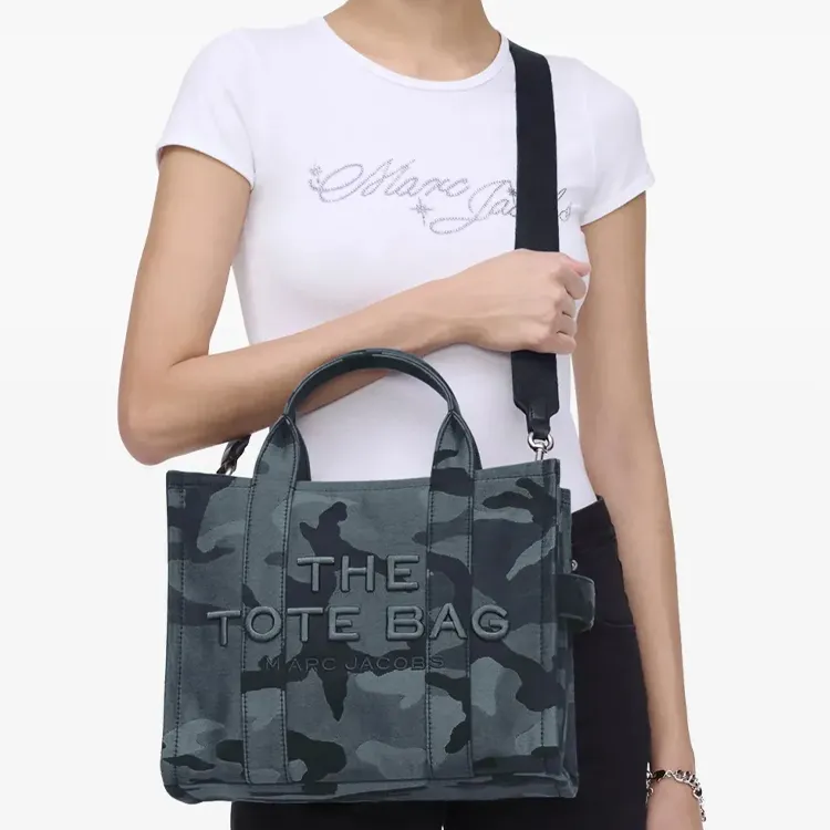 MARC JACOBS The Medium Camo Jacquard Tote Blue Multi-3