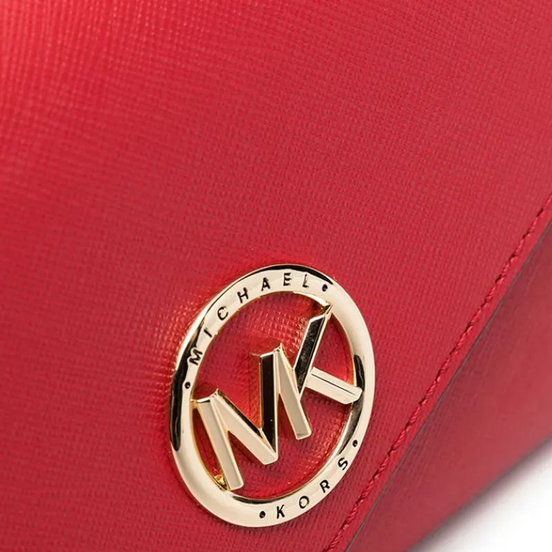 MICHAEL KORS Jet Set Solid Color Leather Crossbody Bag Chain Envelope Bag Women's Red-3