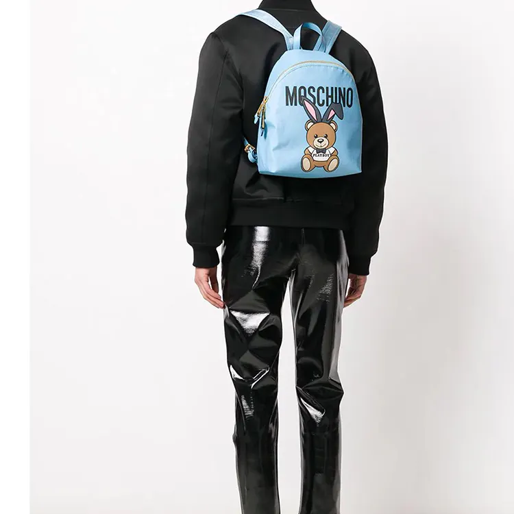 MOSCHINO Teddy Polyurethane Backpack Bear Bag Women's Blue-4