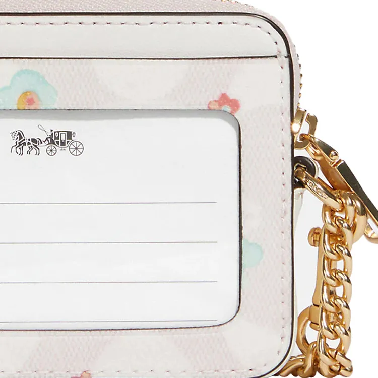COACH Card Case Coated Canvas With Smooth Leather Card Holder Women's White-3