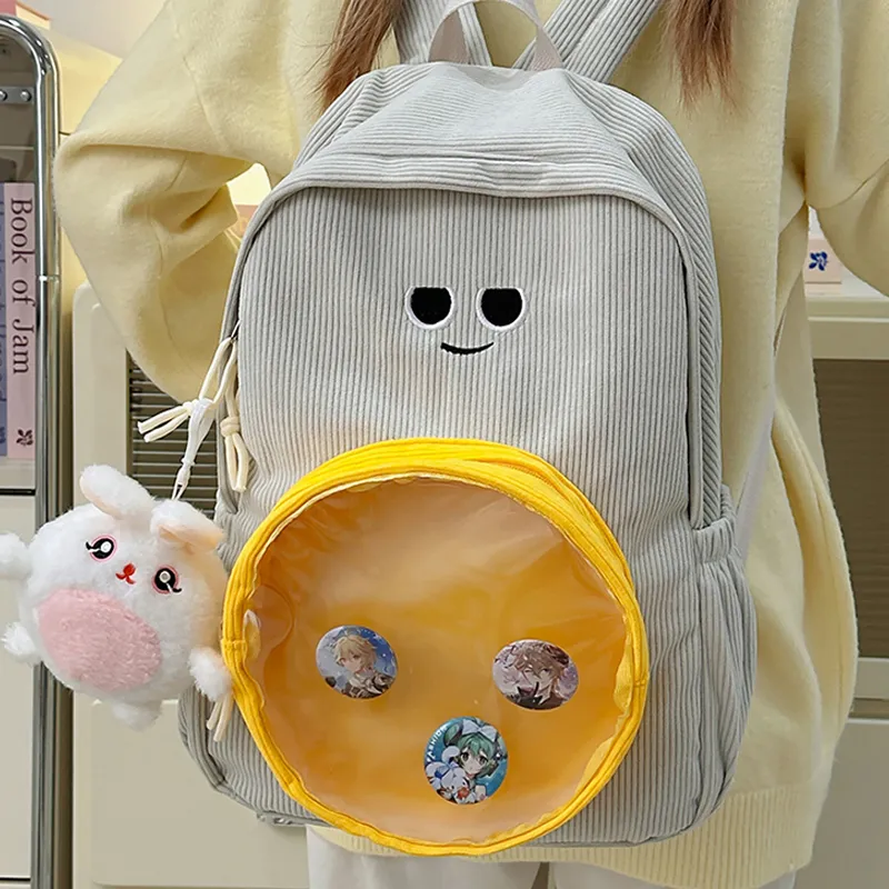 H YXIANG Corduroy Backpack Women's Multicolor-5