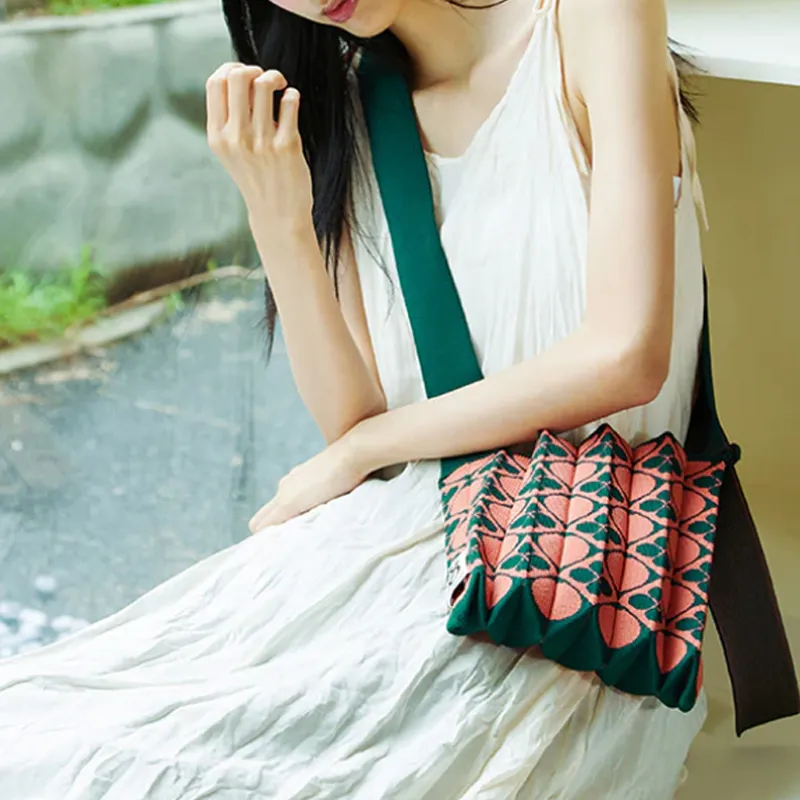 JOSEPH&STACEY Polyester Shoulder Bag Unisex Trefoil Green-4