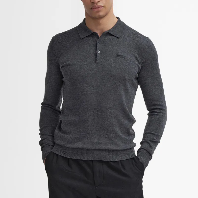BARBOUR FW24 Polo Shirt Men's Charcoal Mud Gray Rock Color-1