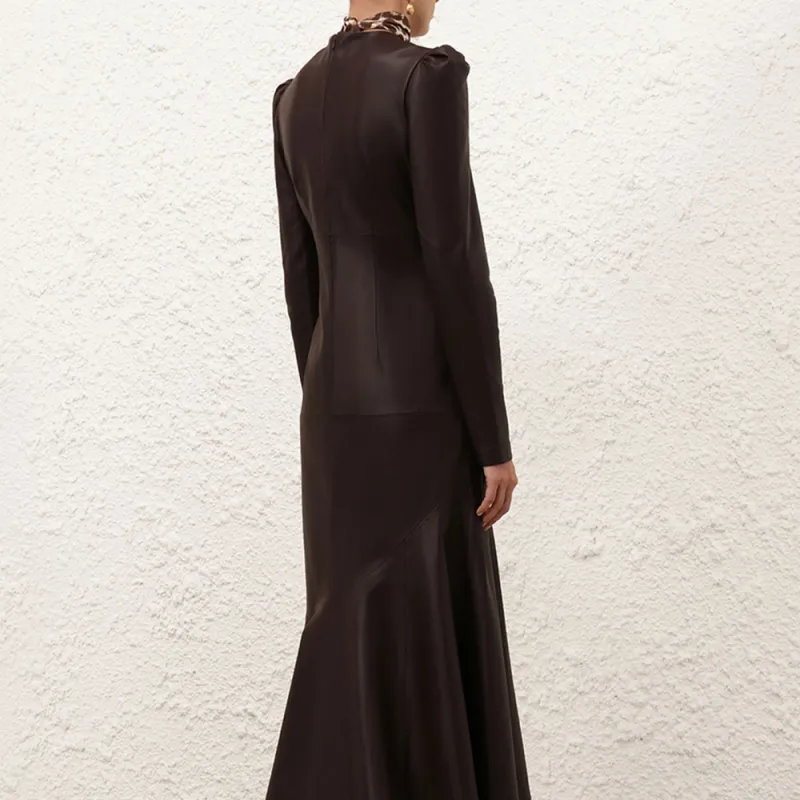 Zimmermann FW24 Long-Sleeved Dresses Women's Dark Brown-2