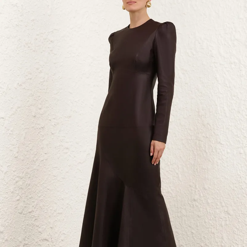Zimmermann FW24 Long-Sleeved Dresses Women's Dark Brown-3