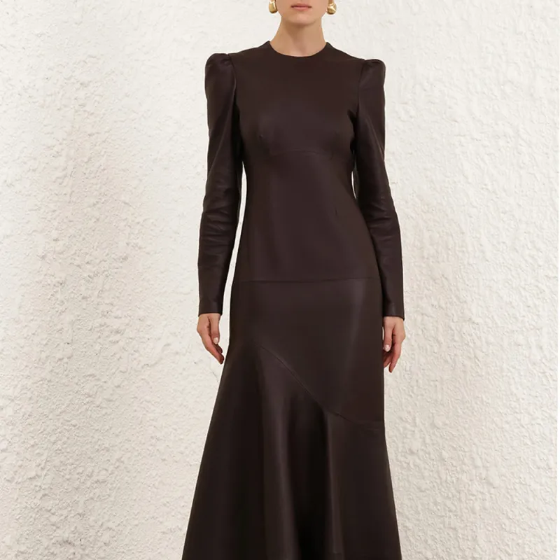 Zimmermann FW24 Long-Sleeved Dresses Women's Dark Brown-1