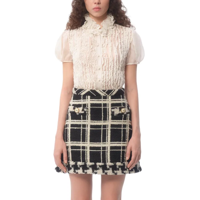 Valentino Ruffled Straight Hem Blouse-1