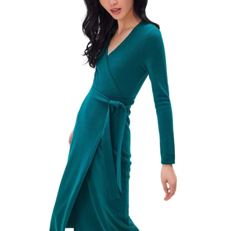 DVF Diane Von Furstenberg FW23 Long-Sleeved Dresses Women's Dark Green-4