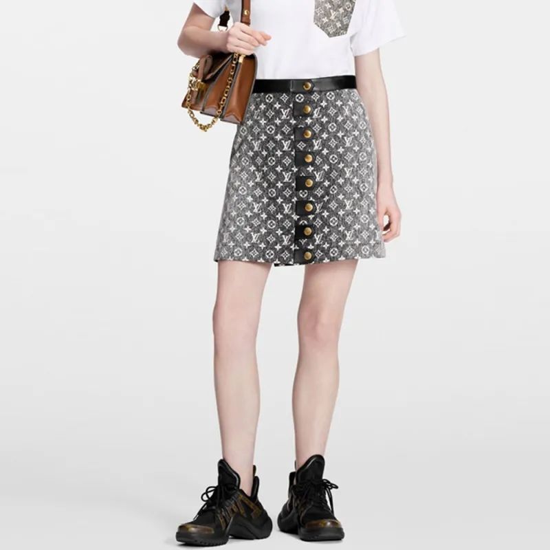 LOUIS VUITTON SS23 Casual Short Skirts Women's Gray Black-4