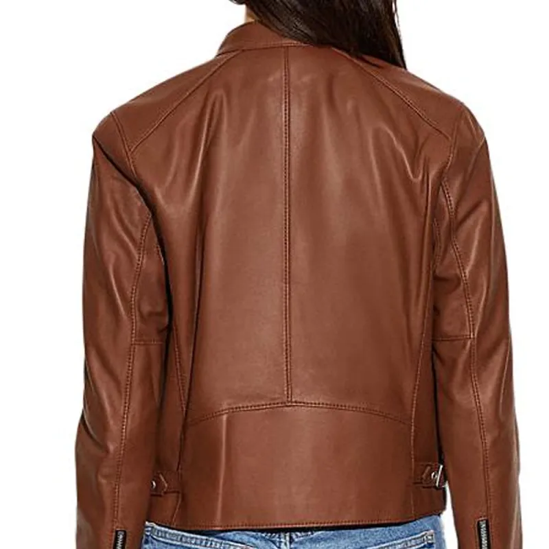 COACH SS24 Leather Jacket Women's Brown-4